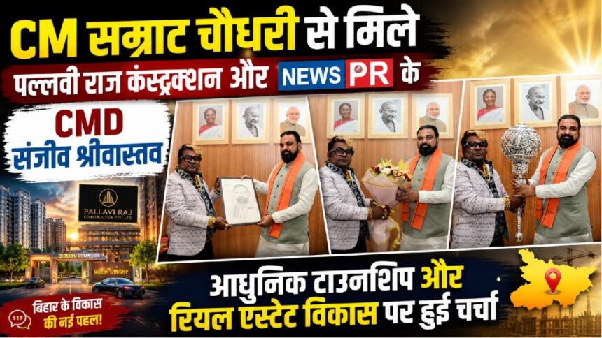 Sanjeev Srivastava, CMD of Pallavi Raj Construction and NEWS PR, met CM Samrat Chaudhary; modern township and real estate development were discussed.
