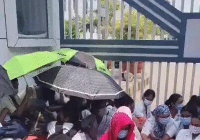 Protest by girl students at IGIMS Nursing College
