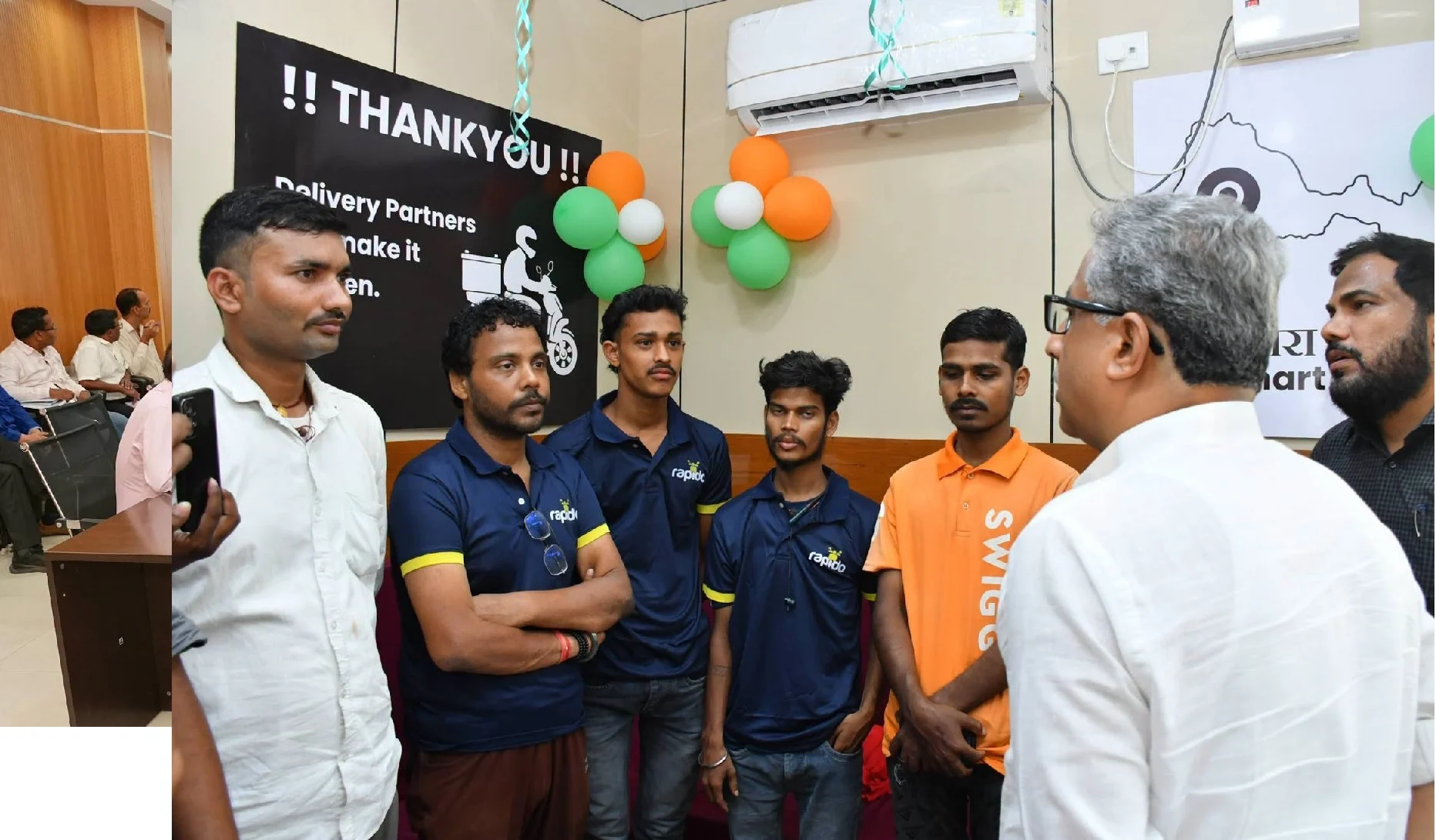 Minister inspects AC lounge for gig workers and reviews the facilities.