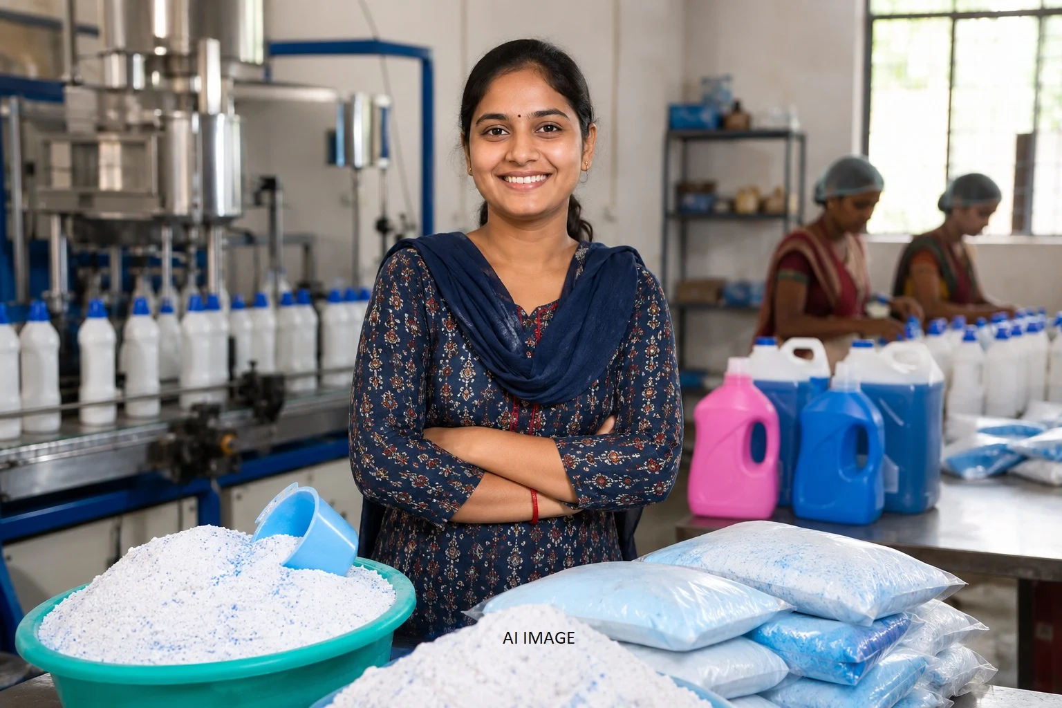 PMEGP scheme transforms Simple Kumari's life; she becomes self-reliant by setting up a detergent manufacturing unit.