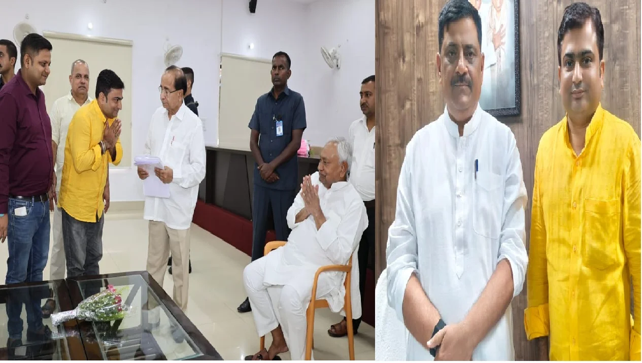 Anshu Jha, Editor of NEWS PR, met Nitish Kumar and Sanjay Kumar Jha; the role of digital media was discussed.