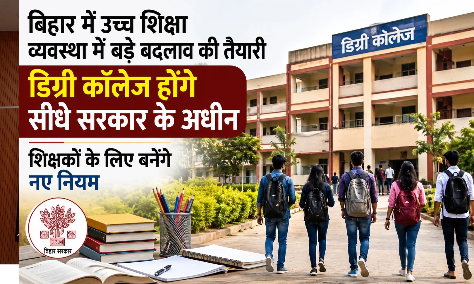 Preparations are underway for major changes to the higher education system in Bihar; degree colleges will come directly under government control, and new rules will be framed for teachers.