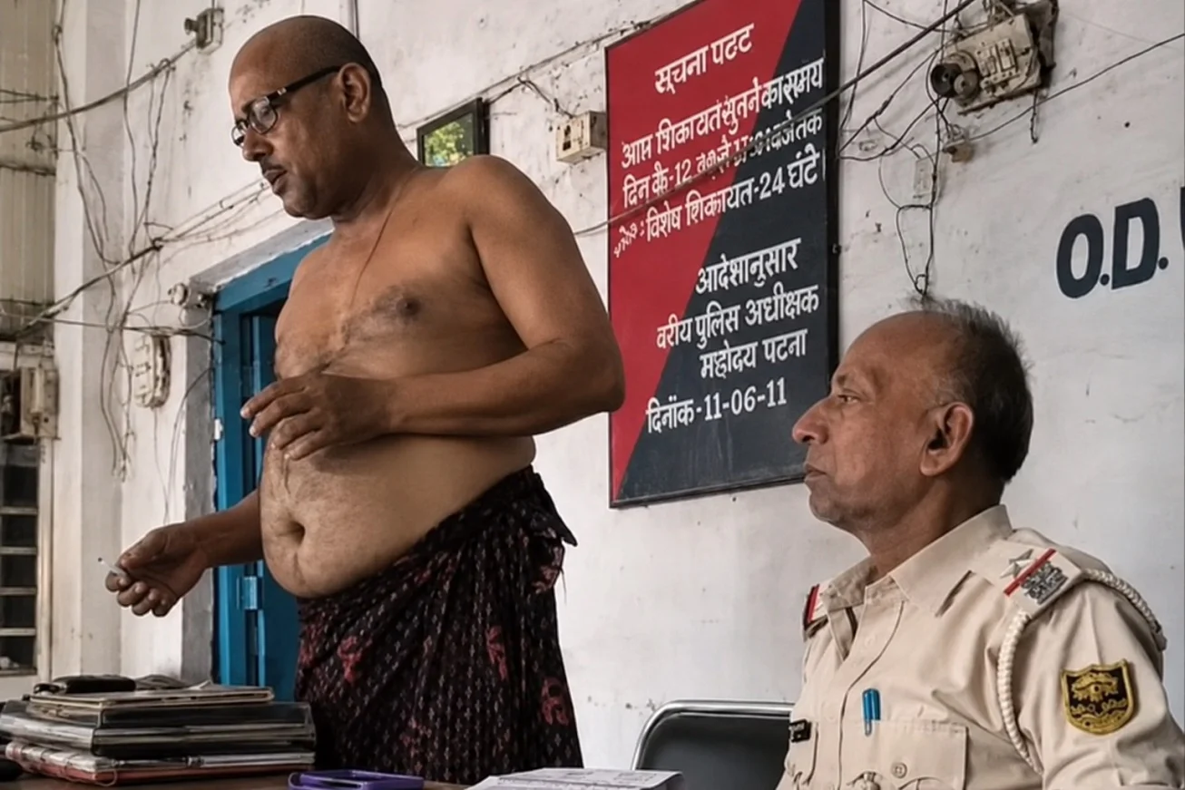 Hearing a complainant while wearing a *lungi* proves costly for an ASI; suspended after video goes viral.