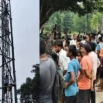 Former village head and lawyer climbed a tower demanding a degree college; came down after six hours following assurances from the administration.