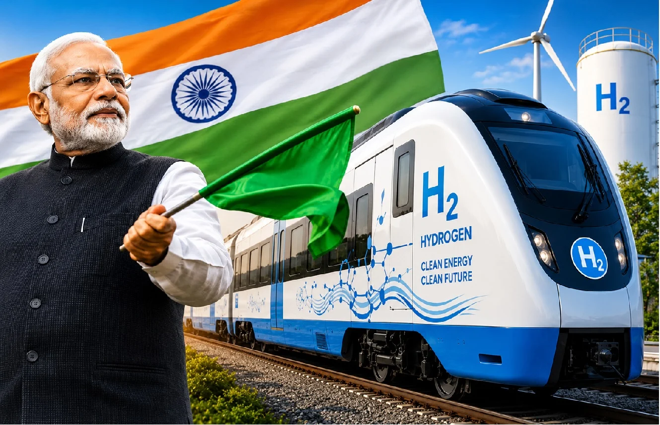 PM Modi flags off the country's first hydrogen train; India becomes the fifth country in the world to do so.
